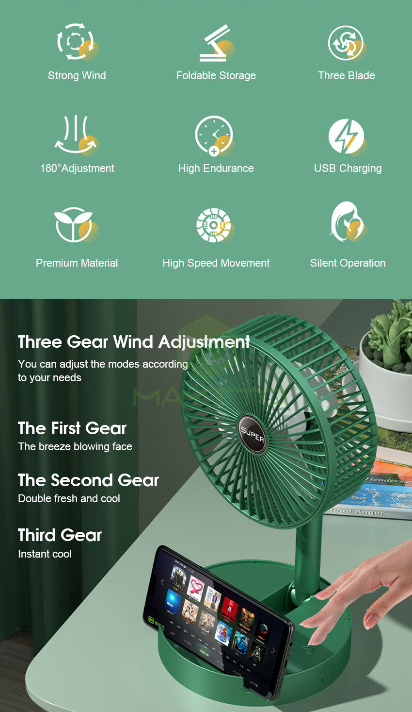 Folding Storage Rechargeable Mini Stand Fan